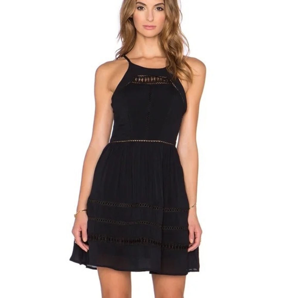 Sam Edelman Crochet Eyelet Cut Out Mini Dress in Black - Size 10